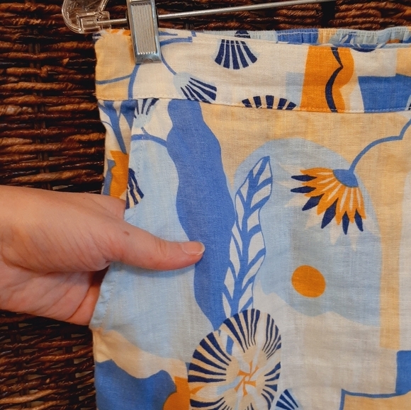 Nicole Miller New York Skirt Women's Large Blue 100% Linen Resort Wear Wrap Midi - Picture 3 of 11